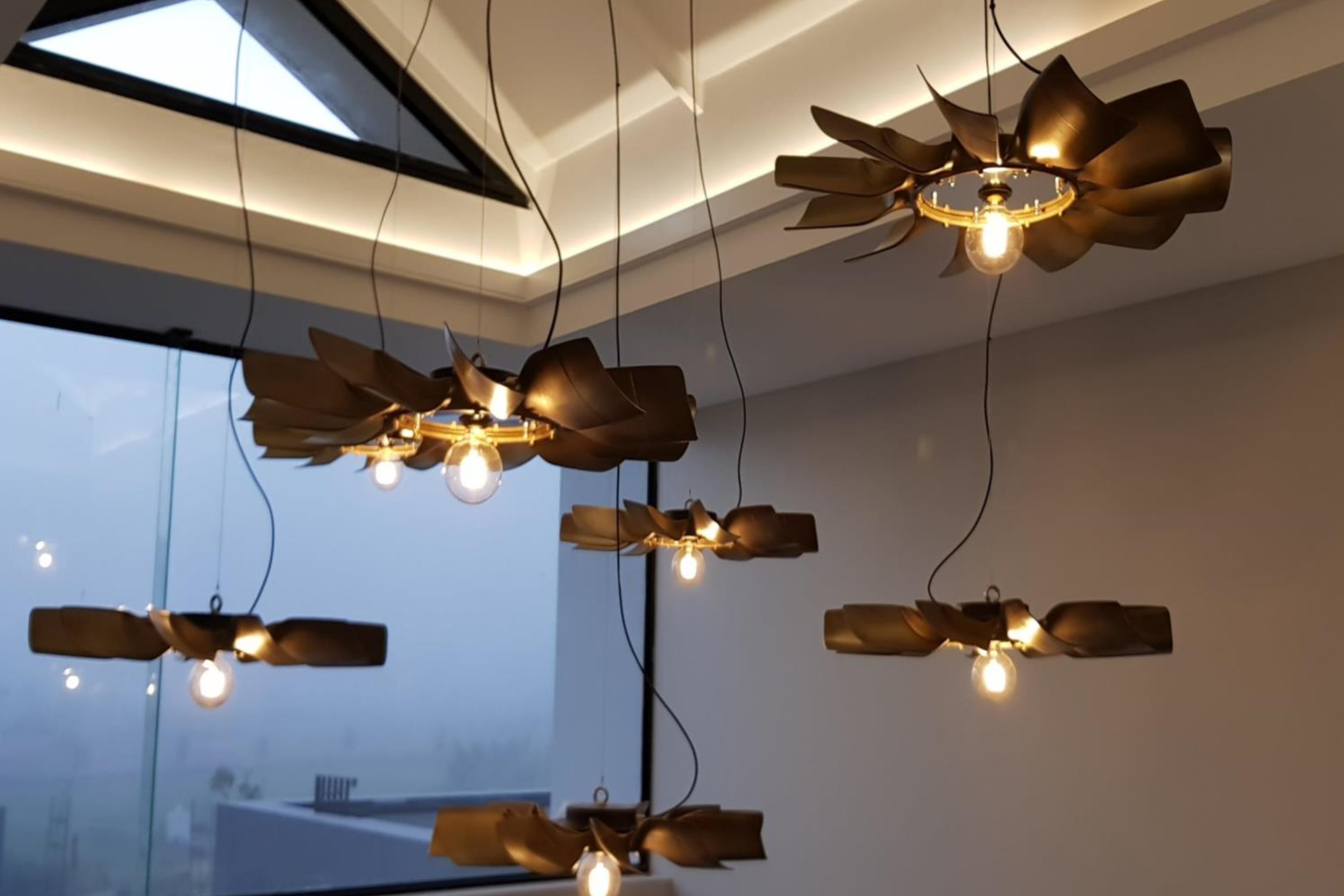Many Masculine Light Fittings in flight