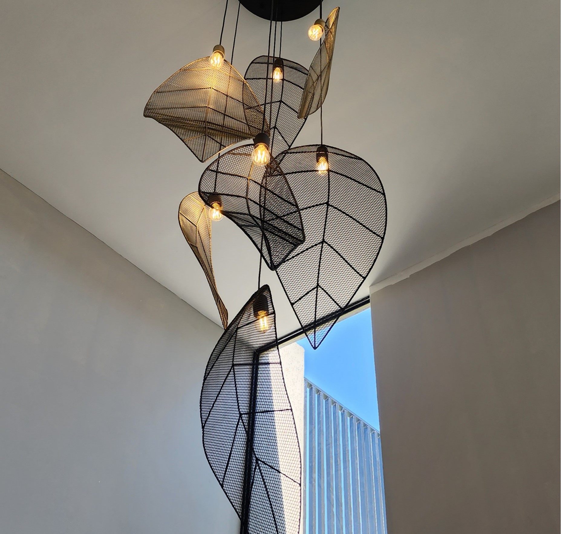 Black Leaf lights in a stair case for a customer who lives in Germany 