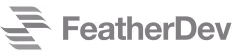 FeatherDev company logo with stylized feather graphic to the left of the text.