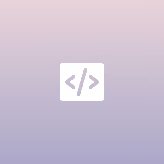 White code symbol with angled brackets and forward slash centered on a purple gradient background.