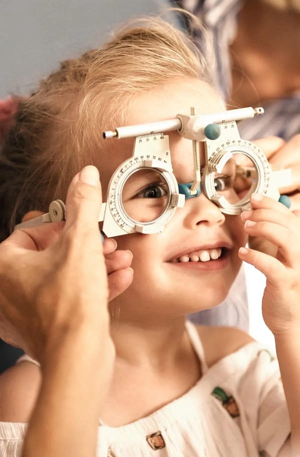 Child having an eye test at the opticians
