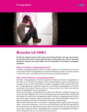 Factsheet "Kinder- und Jugendpsychiatrie - Informationen für Jugendliche"