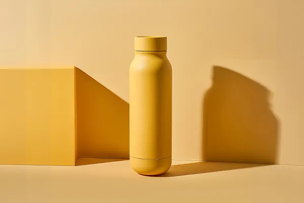 Yellow Bottle on Yellow Background