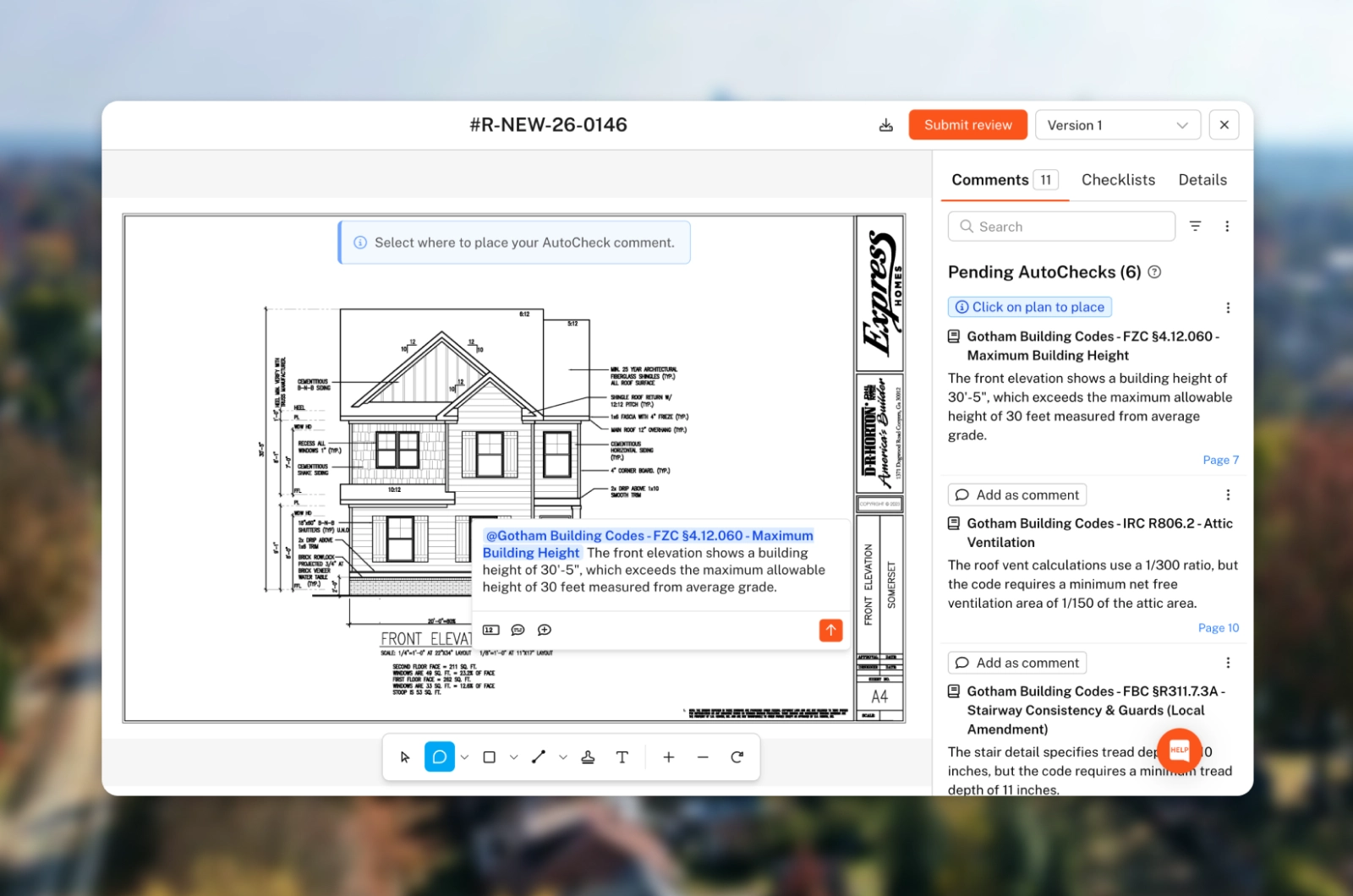GovWell dashboard showing building permits with a map highlighting locations and a table listing permit records submitted by Bruce Wayne.