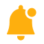 Orange notification bell icon with a small dot on top right.