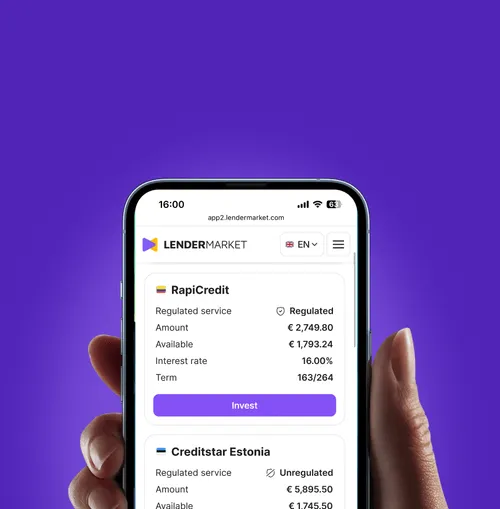 Lendermarket mobile view