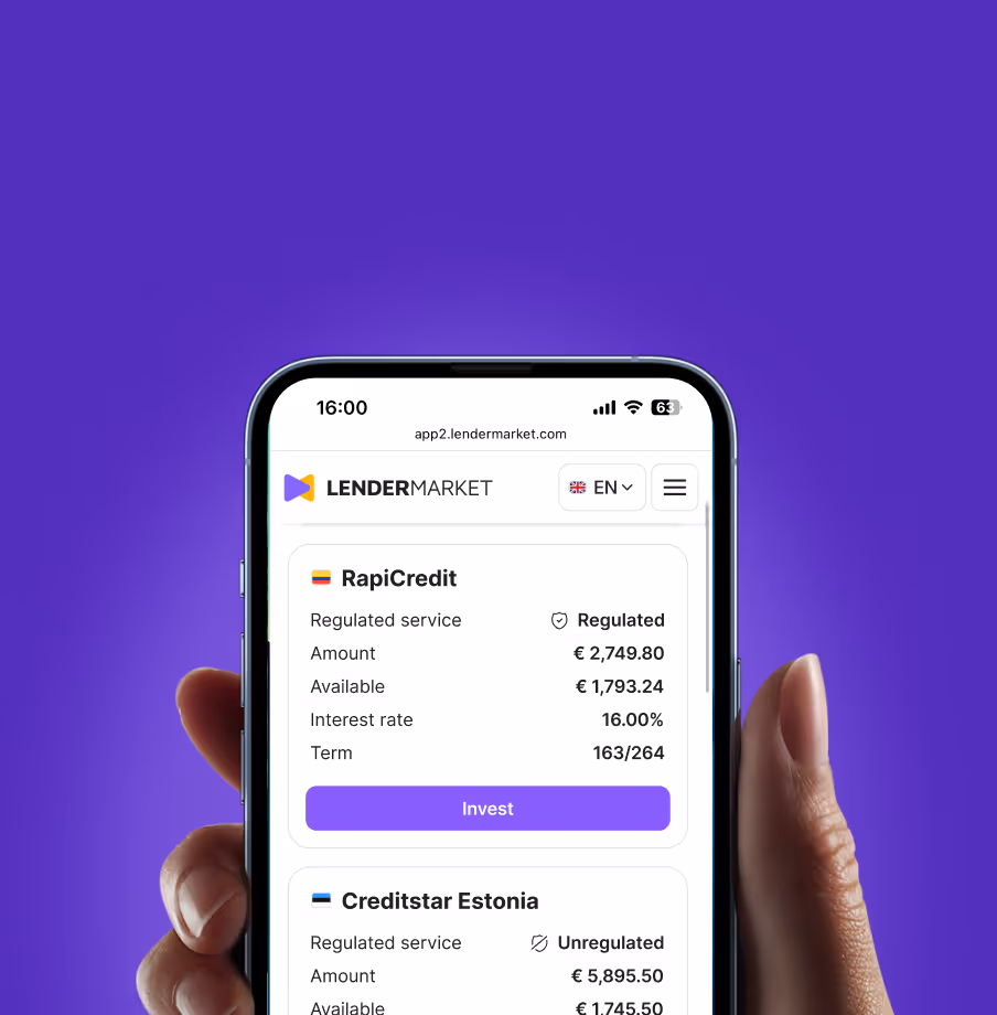 Lendermarket mobile view