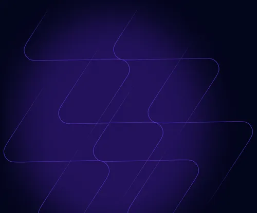 Dark purple background with overlapping thin purple geometric lines forming abstract angular shapes.