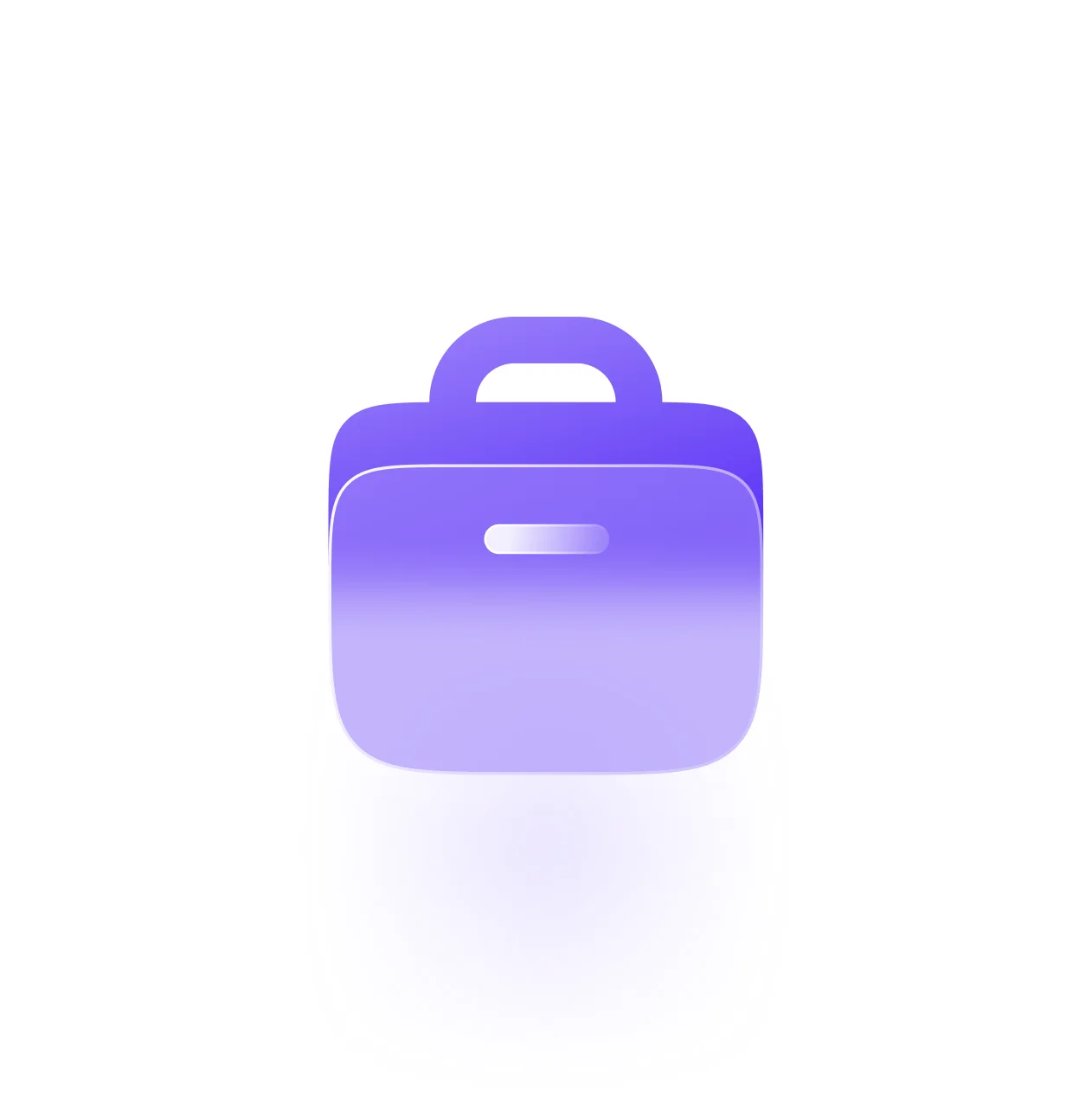 Digital icon of a purple wallet with a snap button.