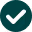 White check mark inside a teal rounded square background.