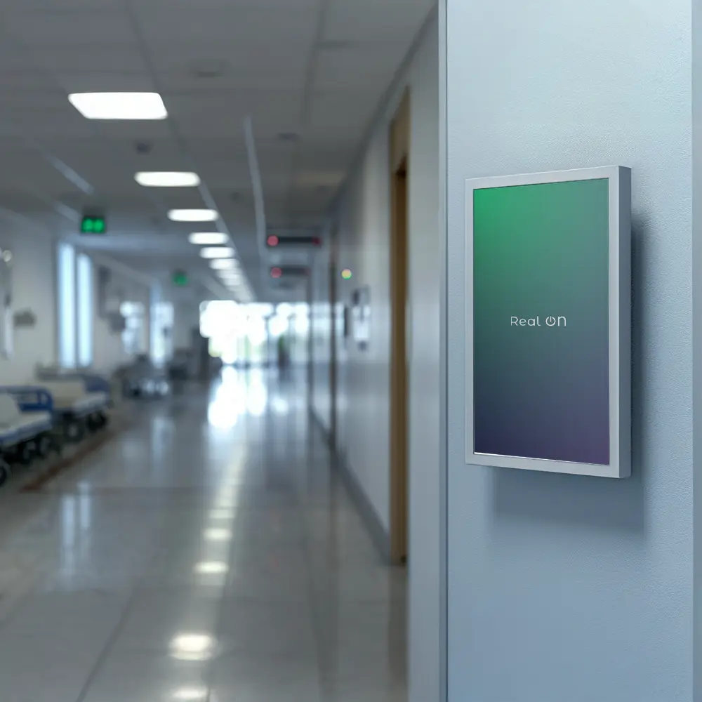 Wyświetlacz digital signage Real ON w placówce medycznej – czytelna komunikacja dla pacjentów