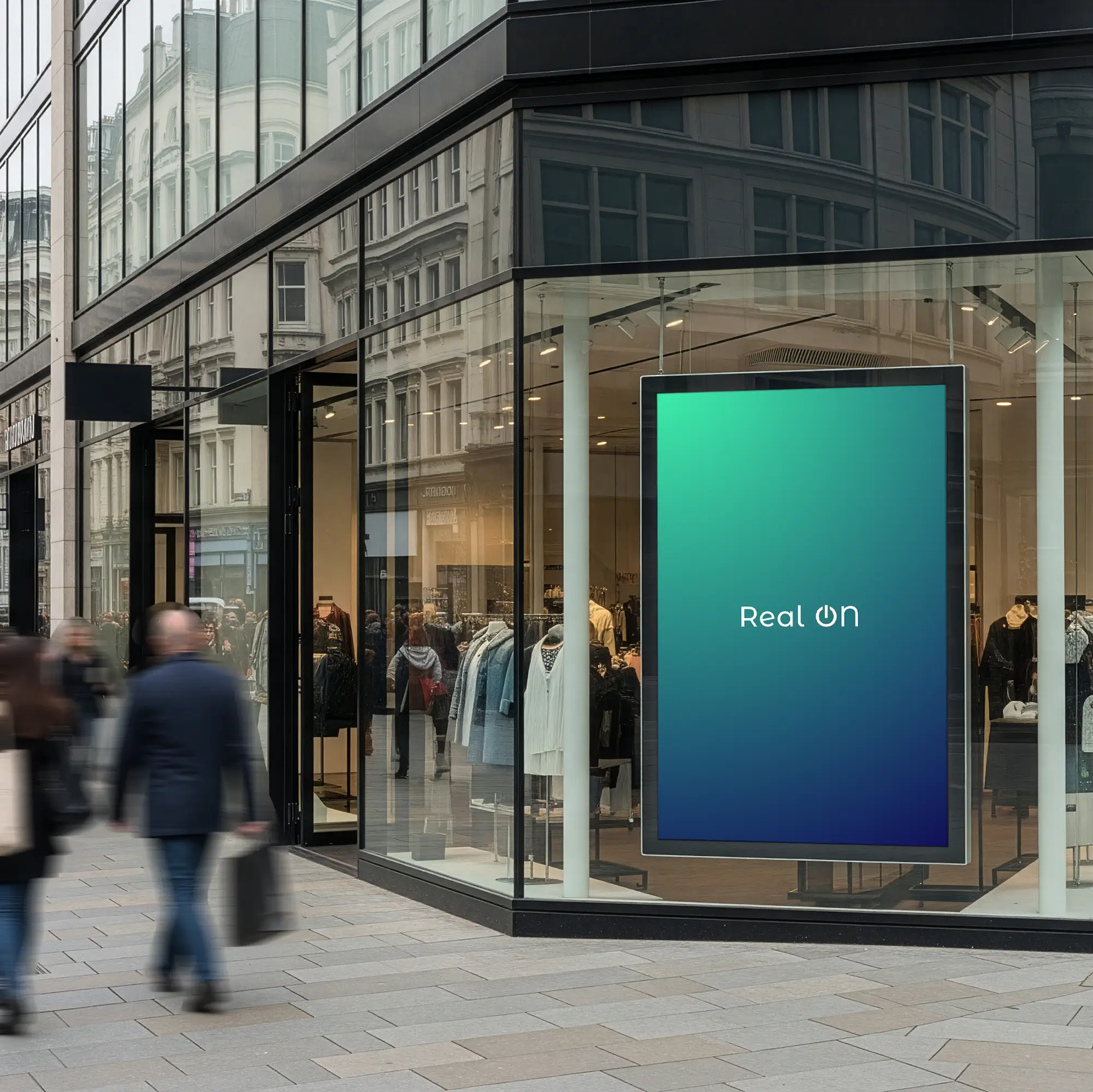 Wyświetlacz witrynowy Real ON - nowoczesna komunikacja wizualna digital signage Warszawa