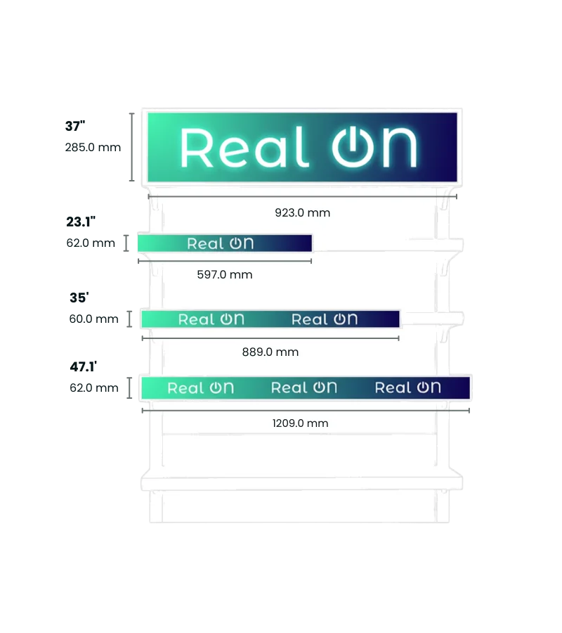 Listwy LED Real ON – wymiary urządzenia, nowoczesna komunikacja wizualna digital signage Warszawa