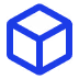 Blue 3D wireframe cube icon with visible edges and faces.