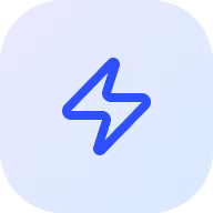 Blue lightning bolt icon centered on a light blue circular background.