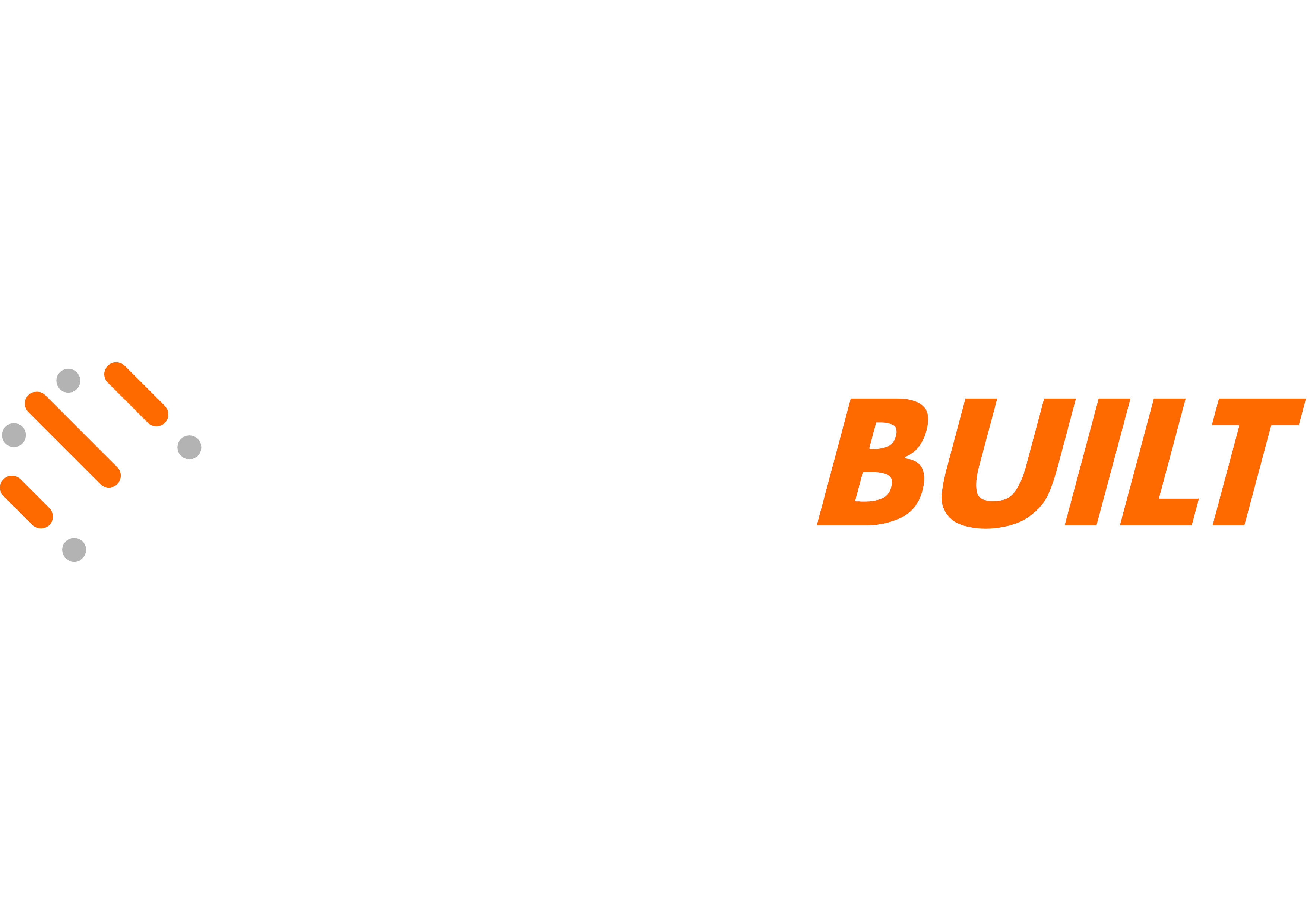 IndigiBuilt logo with stylized orange, white, and gray diagonal lines forming a circular shape next to the text.