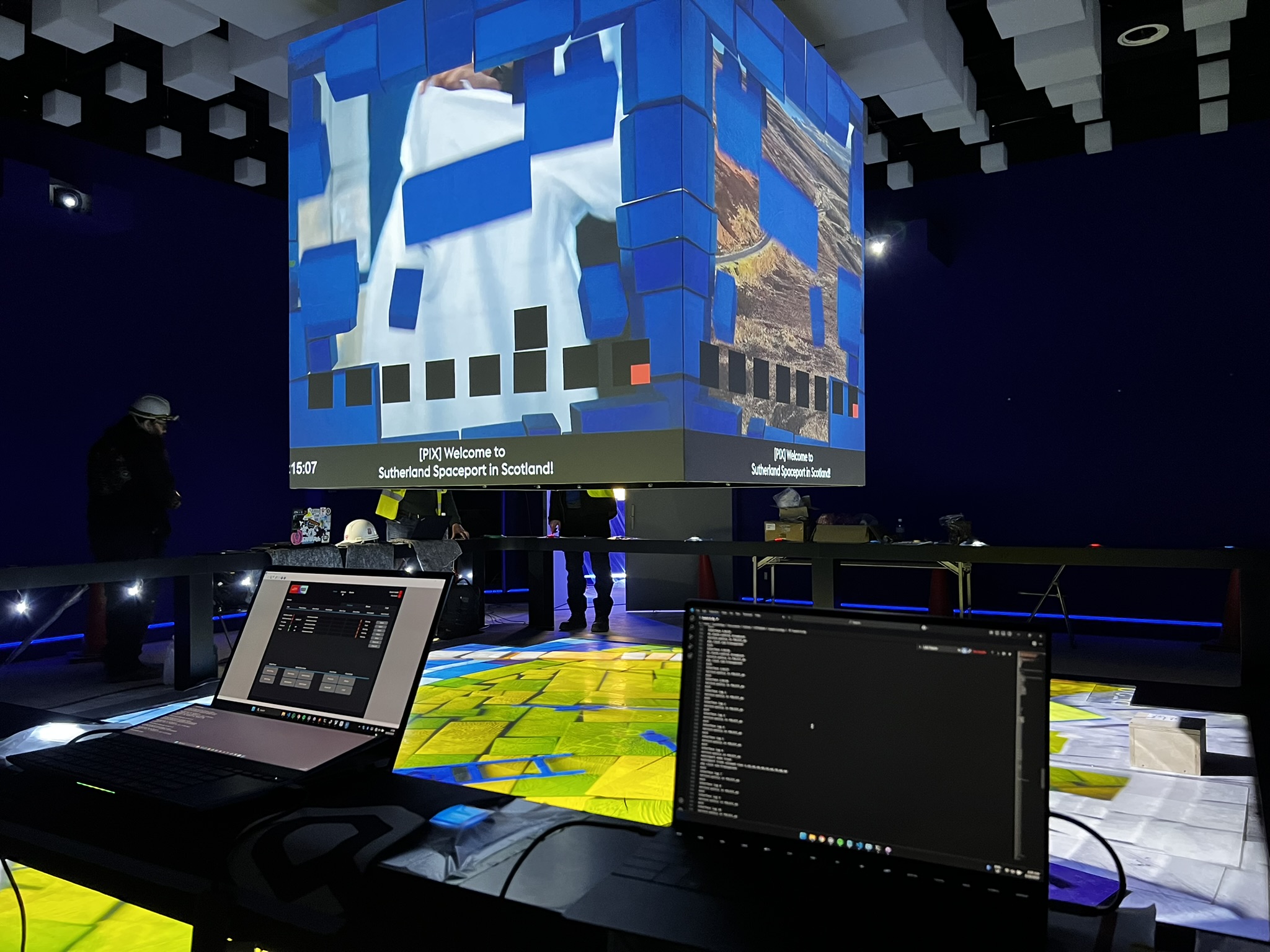 Professional AV rack termination featuring organised data cabling and centralised control hardware. This highlights the precise backend engineering required for mission-critical exhibition stability.