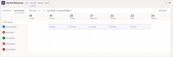 Team calendar