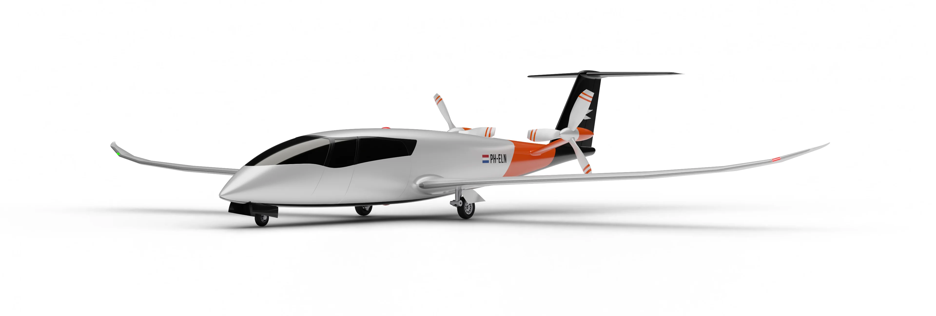 Render do Avião em vista de perspetiva três-quartos.