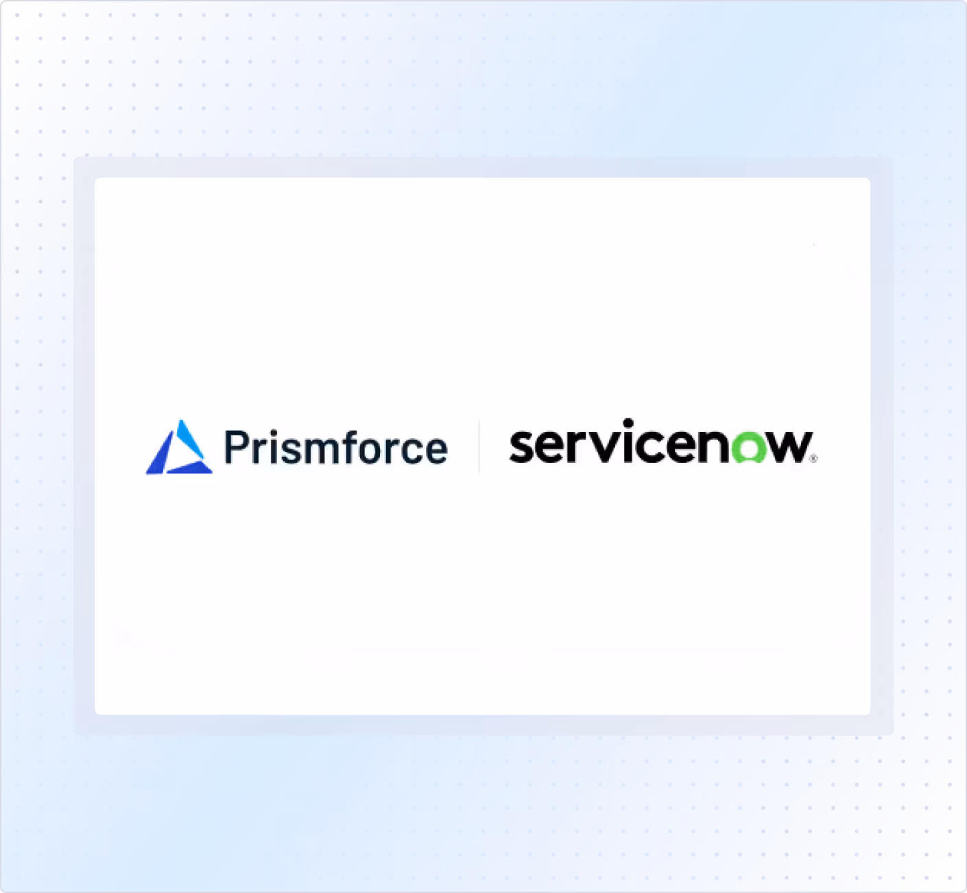 Logos of Prismforce and ServiceNow side by side on a white background.