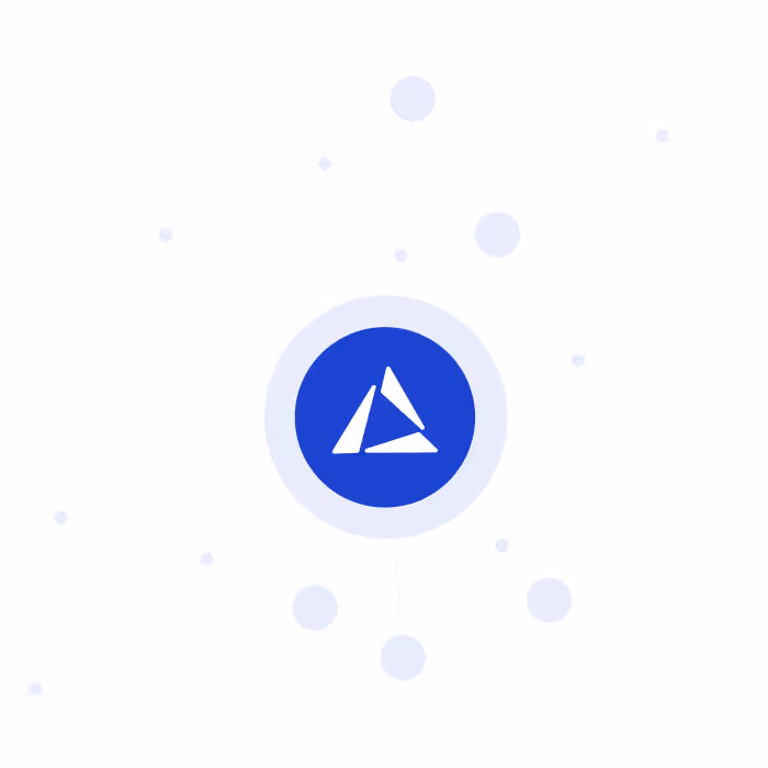 Blue circle with a white triangular play button symbol in the center, surrounded by smaller light blue circles on a white background.