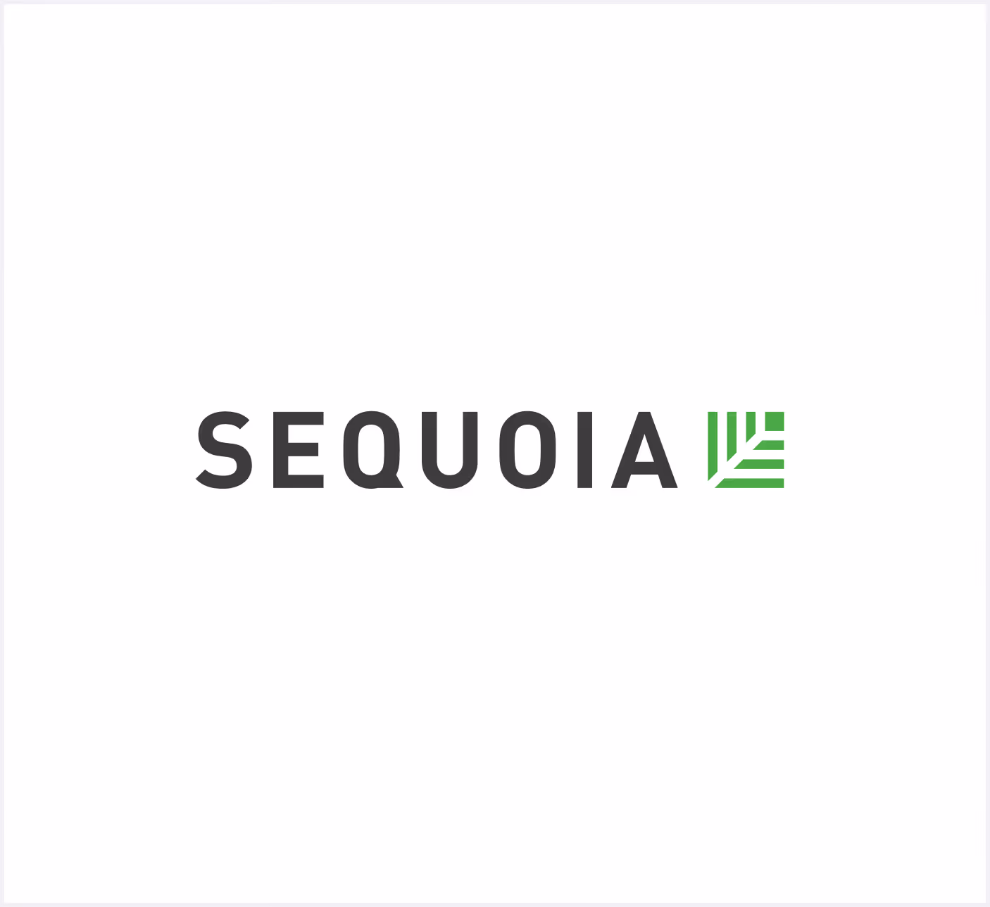Sequoia logo with black text and a green stylized leaf icon.