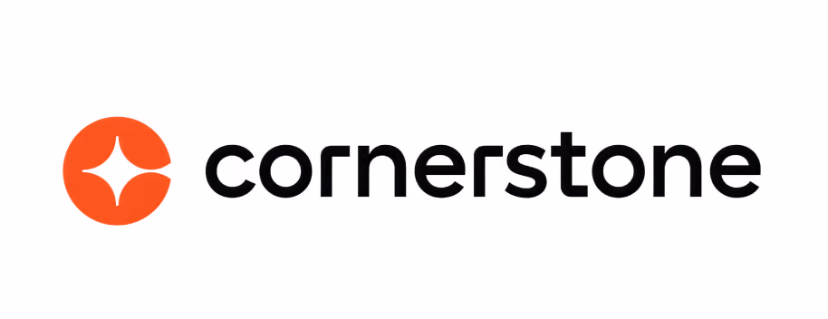 Cornerstone logo with an orange circular star shape and black text.