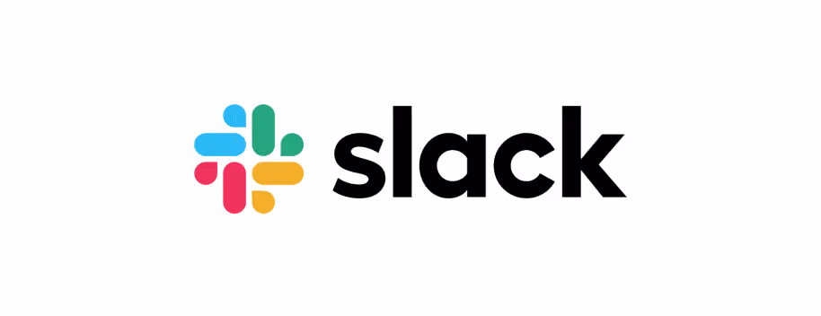 Slack logo with colorful hashtag symbol and black text.