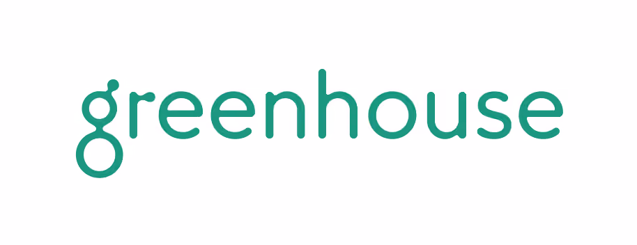 Greenhouse wordmark logo with stylized lowercase letters in green text on white background.