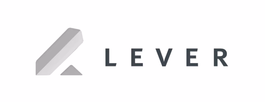 Lever company logo with stylized geometric shapes and LEVER text in gray on white background.