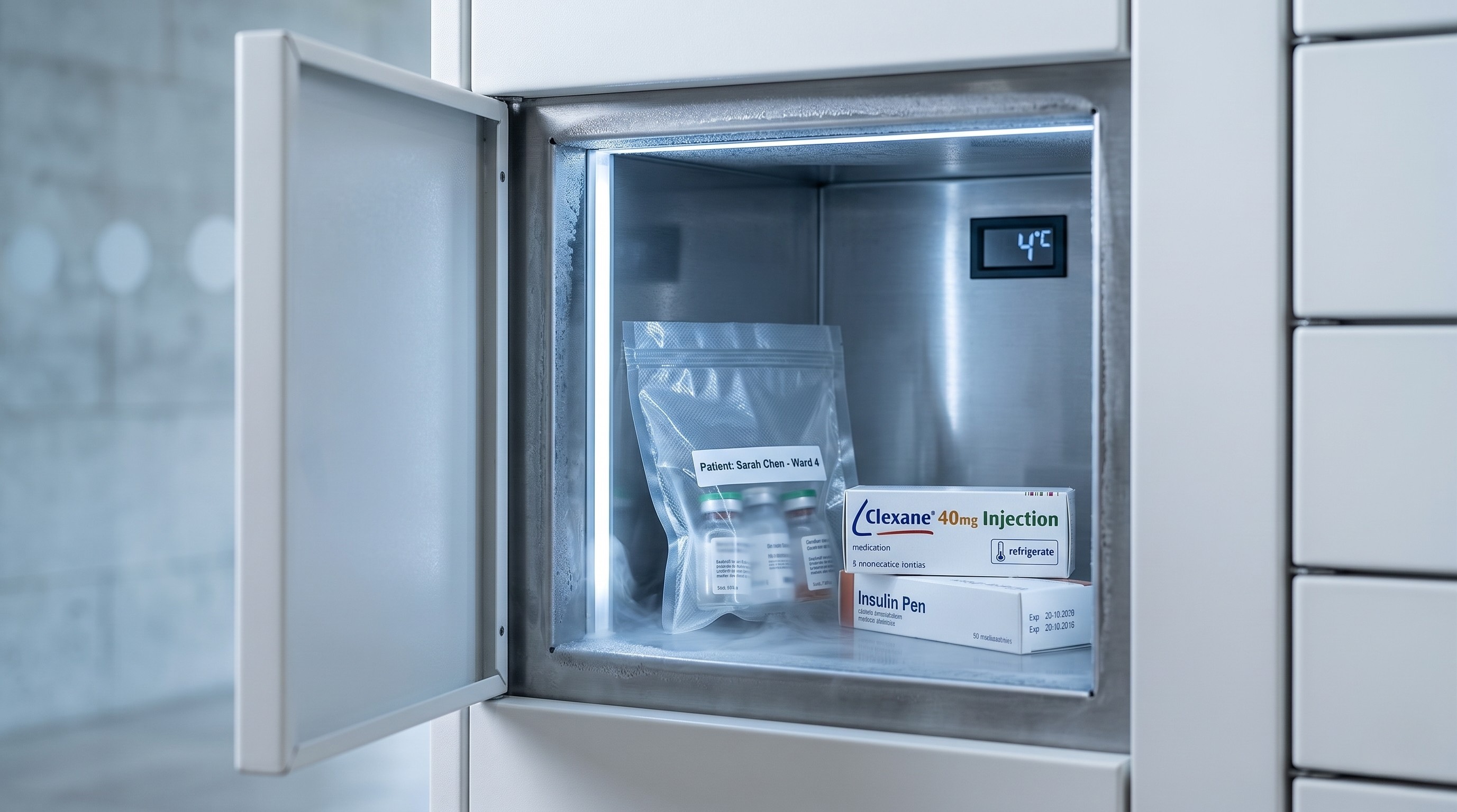 Taquilla inteligente refrigerada a 4°C con medicación personalizada por paciente — Smart Locker hospitalario Columat