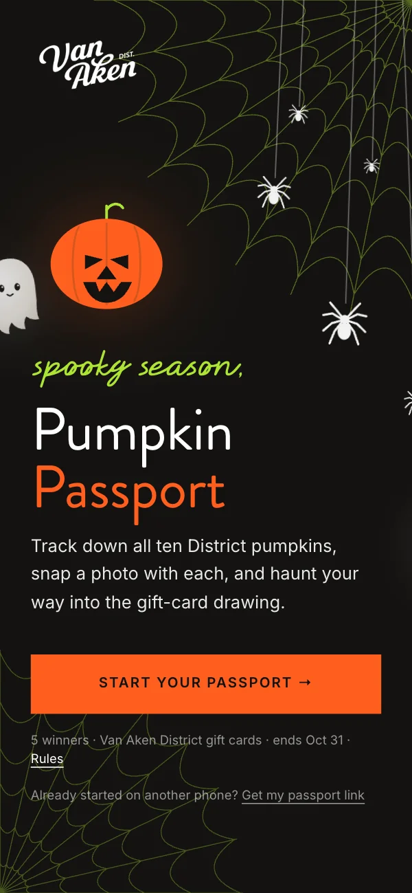 Scan your first pumpkin and your passport opens.