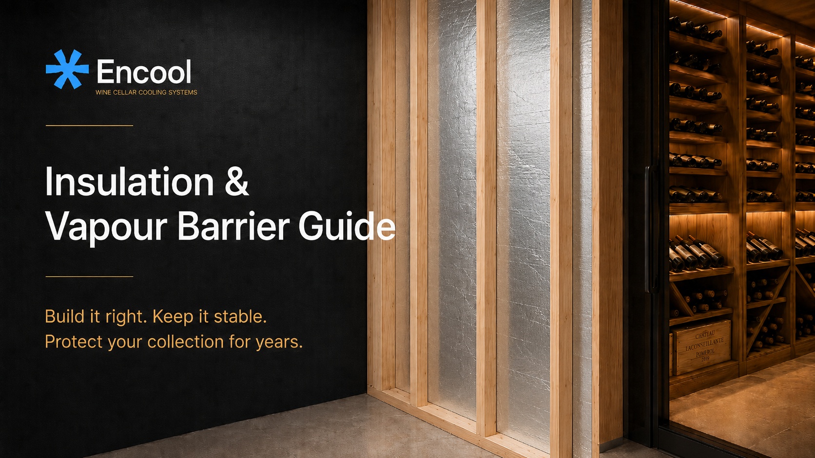 Wine cellar insulation and vapour barrier guide cover