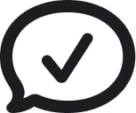 Icône de bulle de discussion avec une coche au centre.