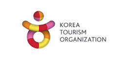 Korea Tourism Organization logo with colorful abstract human figure and text.