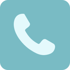 White telephone handset icon on a teal square background with rounded corners.