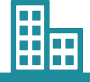 Icon of two adjacent buildings, one taller with multiple windows and one shorter with fewer windows.