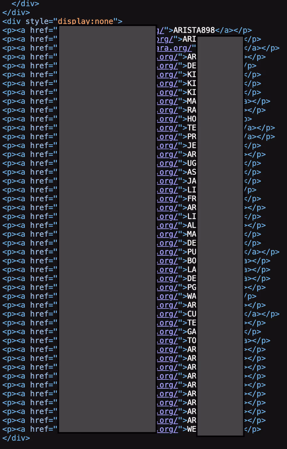 Hidden DOM structure