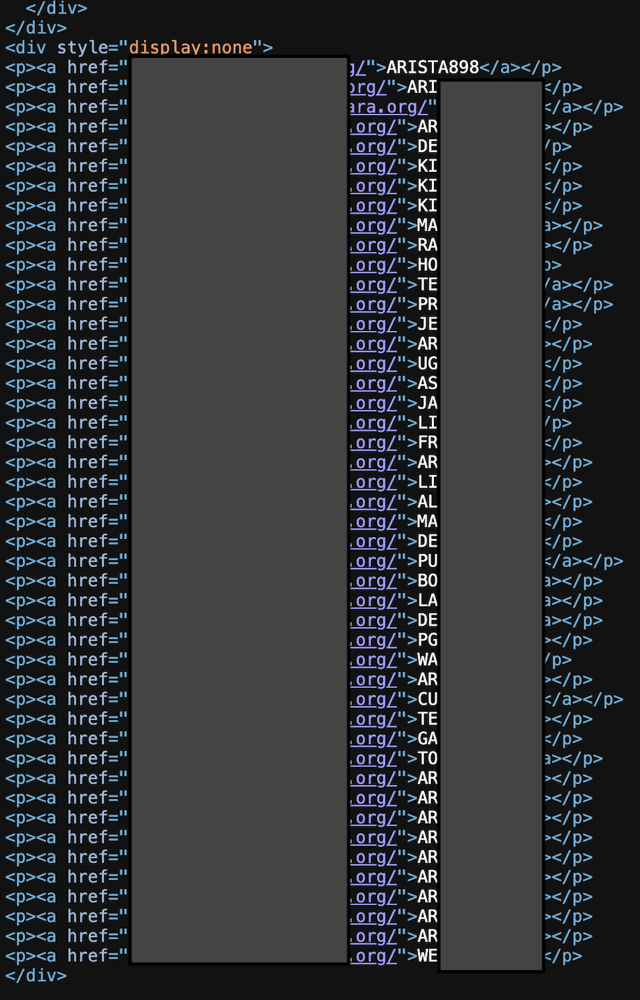 Hidden DOM structure