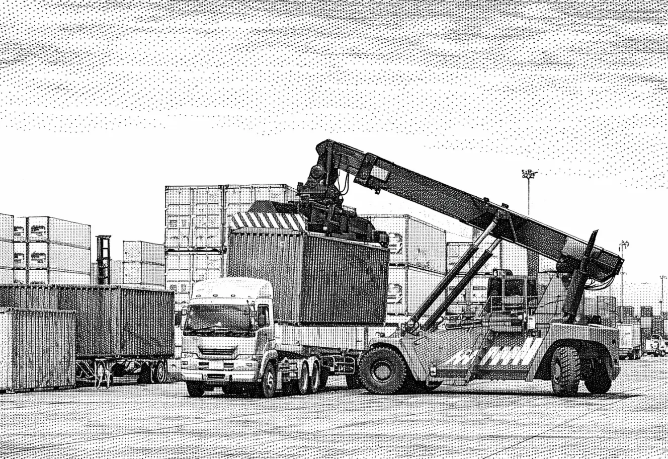 A truck with a crane on the back of it.