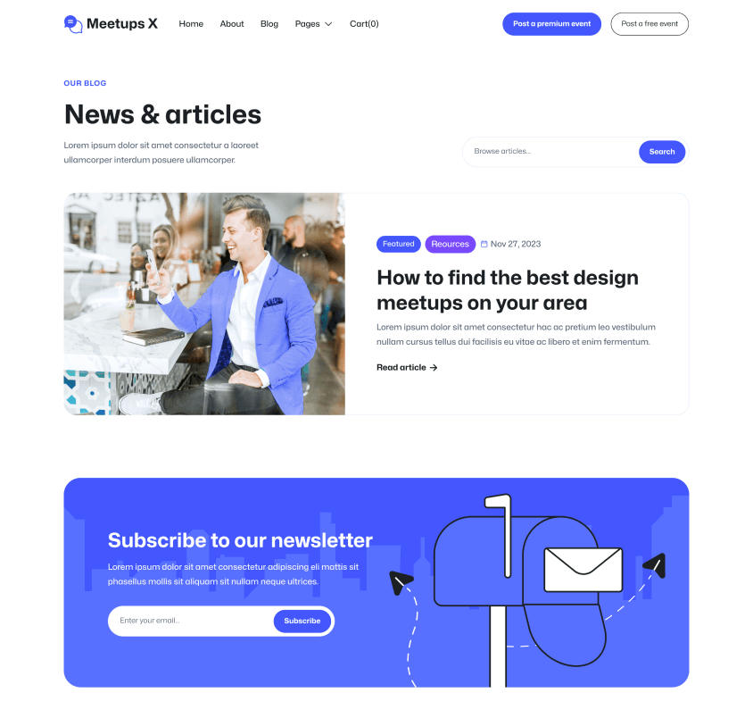 Meetups X - Blog Page - Event Directory Webflow Template