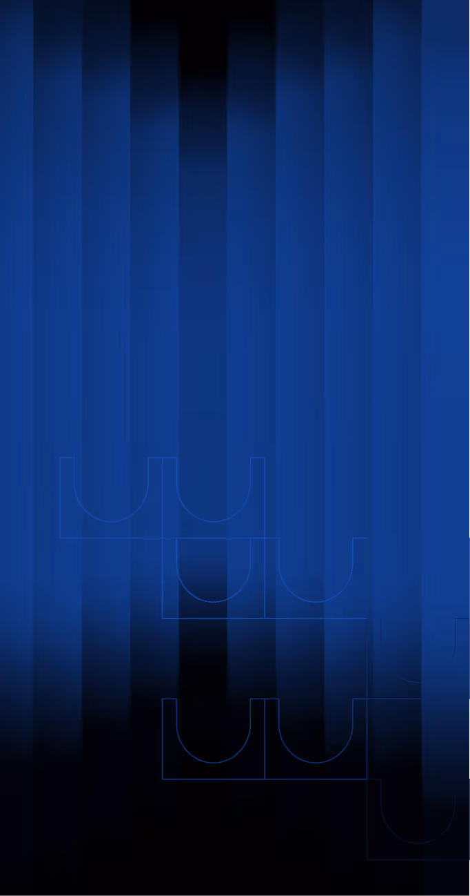Vertical dark blue and black gradient stripes with faint overlapping U-shaped outlines.