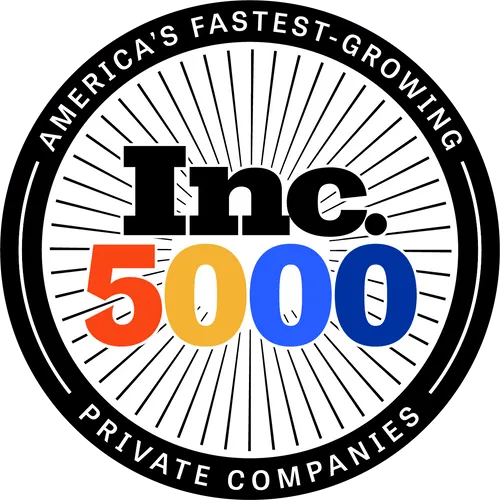 Inc. 5000 medallion logo with text 'America's Fastest-Growing Private Companies' around the circle.