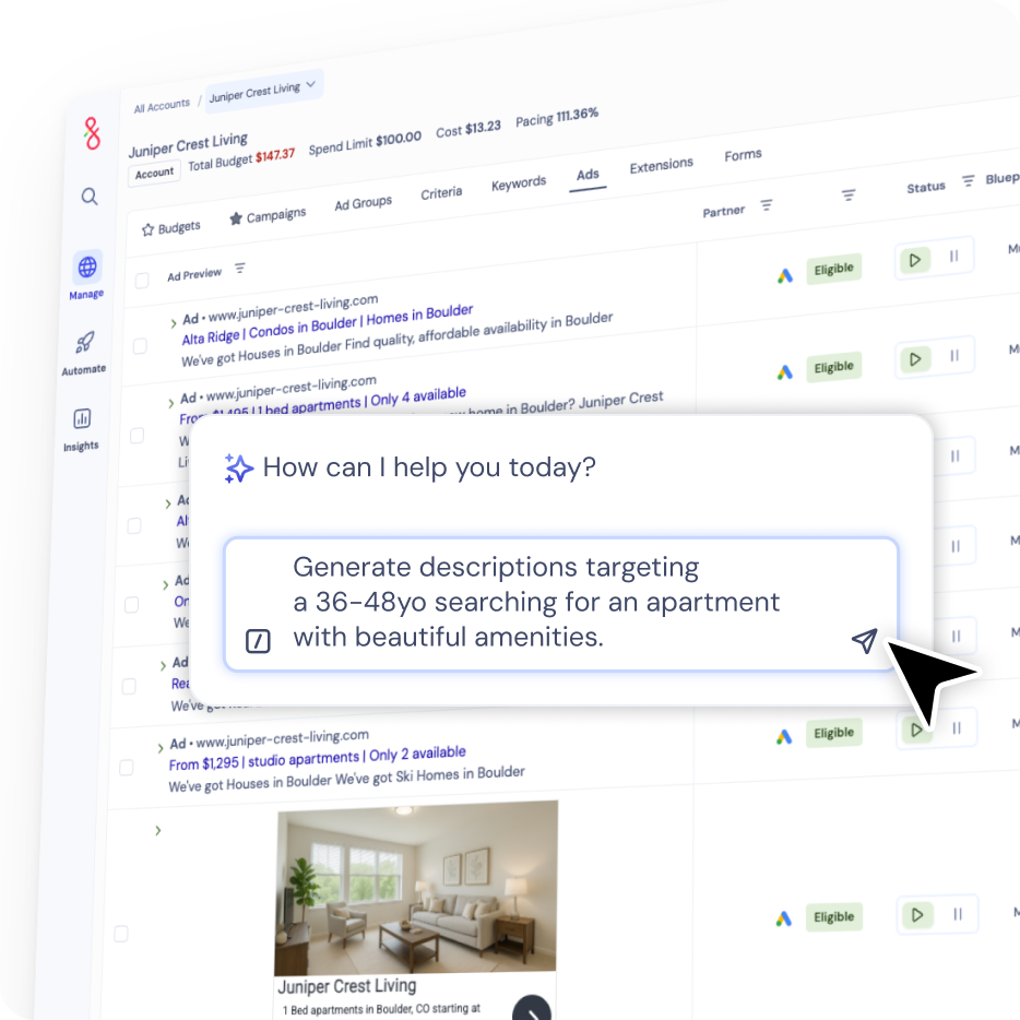 Muse AI generating ad descriptions inside Fluency