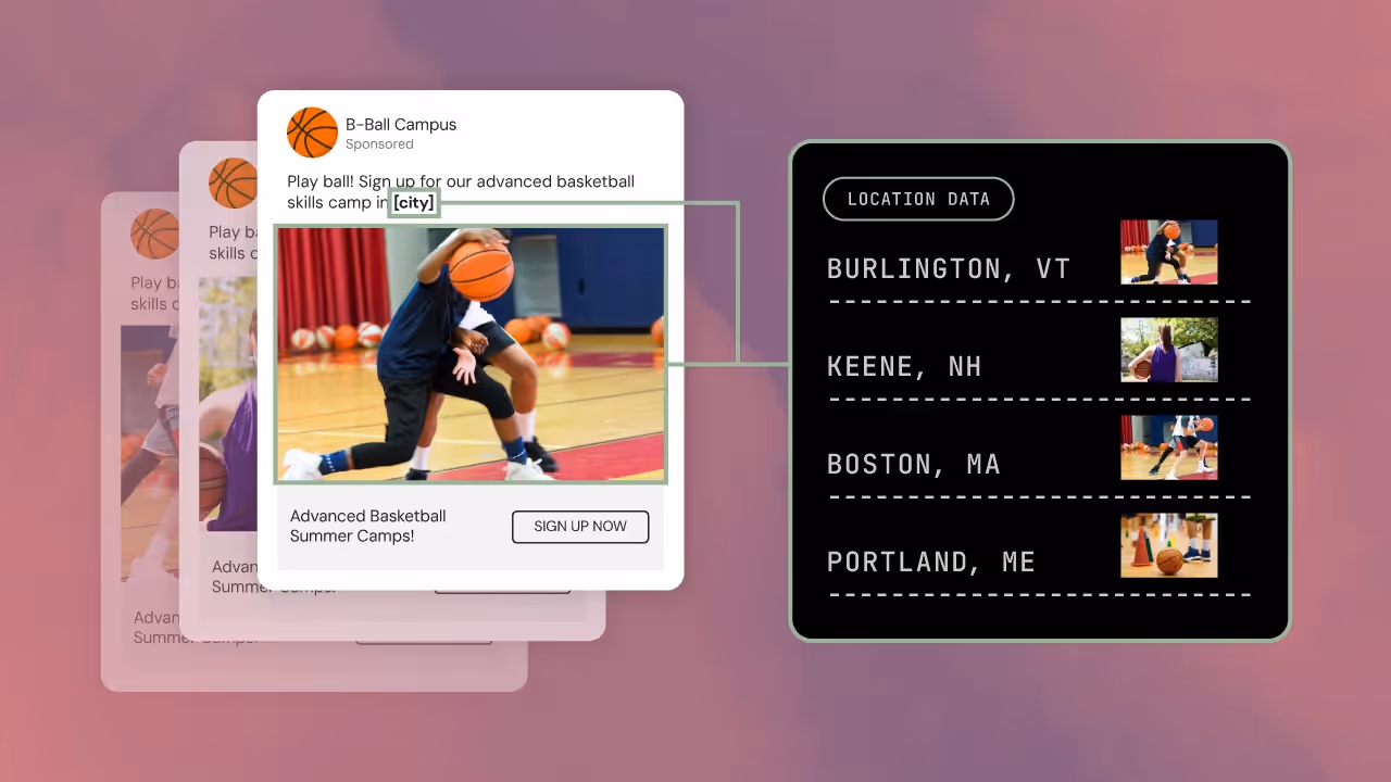 A variety of Facebook lead ads showing different versions based on locations in the northeastern United States