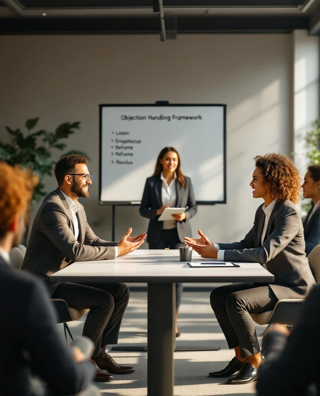 İş kıyafetleri giymiş üç profesyonel, ofis masasında toplantı yaparken büyük şematik bir planı inceliyor.