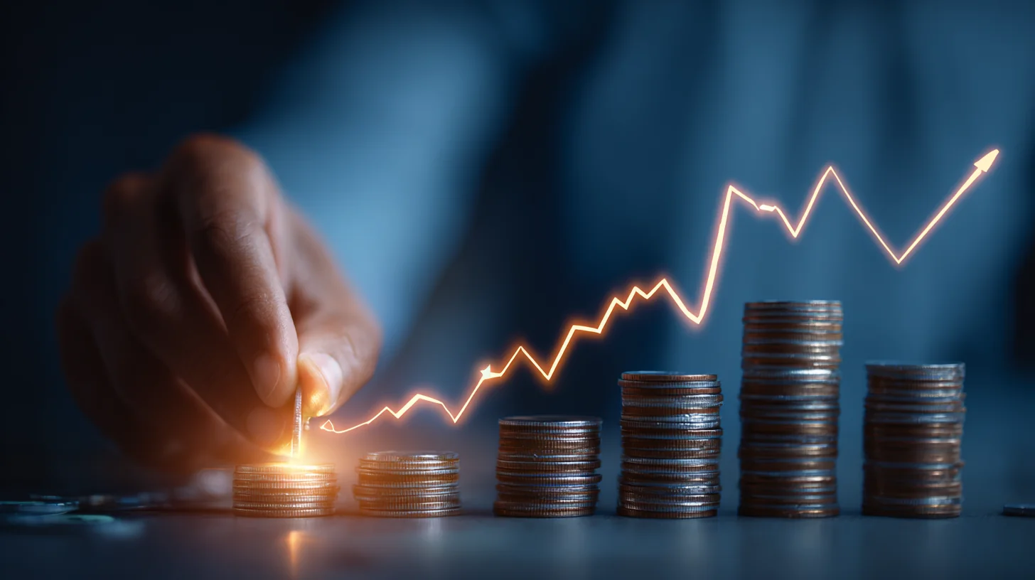 İki kadın, ofiste grafiklerle dolu büyük ekrana bakarak gülümseyerek sohbet ediyor.