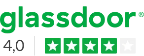Glassdoor-Logo mit 4 von 5 Sternen Bewertung.