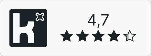 Kununu Logo mit einer Bewertung von 4,7 Sternen, dargestellt mit vier vollen und einem halbvollen Stern.