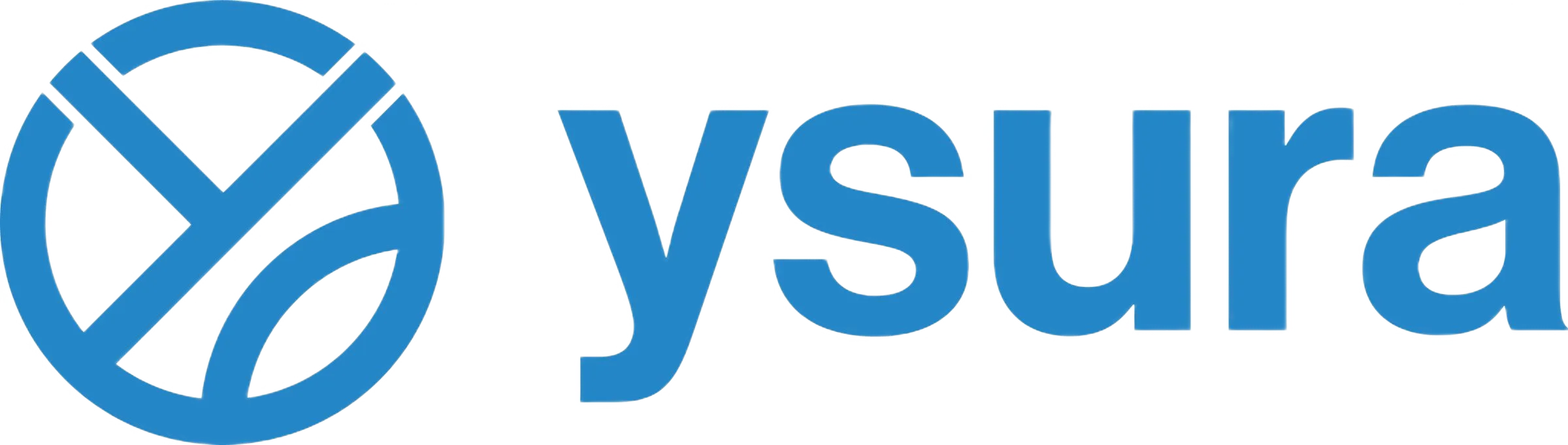 Ysura Logo in blauer Schrift mit rundem Symbol links.